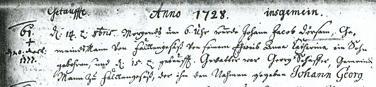 Joh. Georg Doersam * 1728